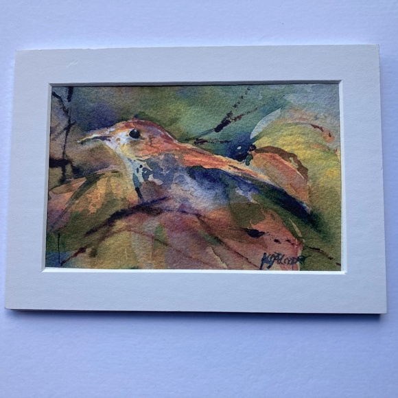 K.J.F.Cooper Other - HOST PICK “Birdwatcher” Watercolor Reproduction 4 inches x 6 inches